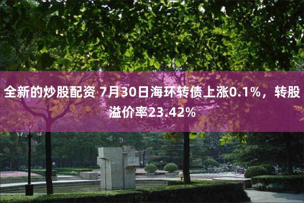 全新的炒股配资 7月30日海环转债上涨0.1%，转股溢价率23.42%