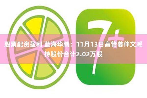 股票配资盈利 蓝海华腾：11月13日高管姜仲文减持股份合计2.02万股